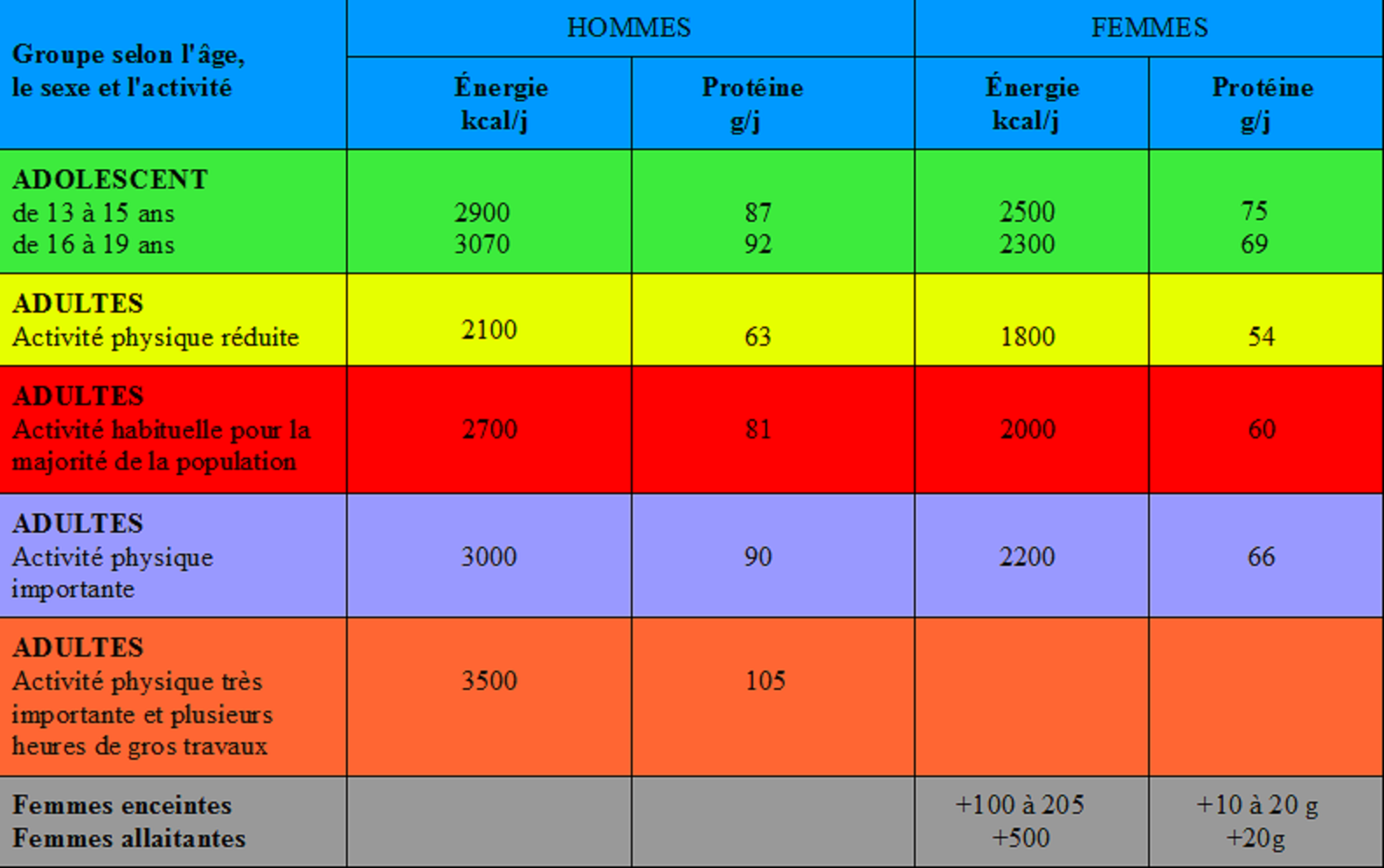 Apport alimentaires Le régime de Gabriel